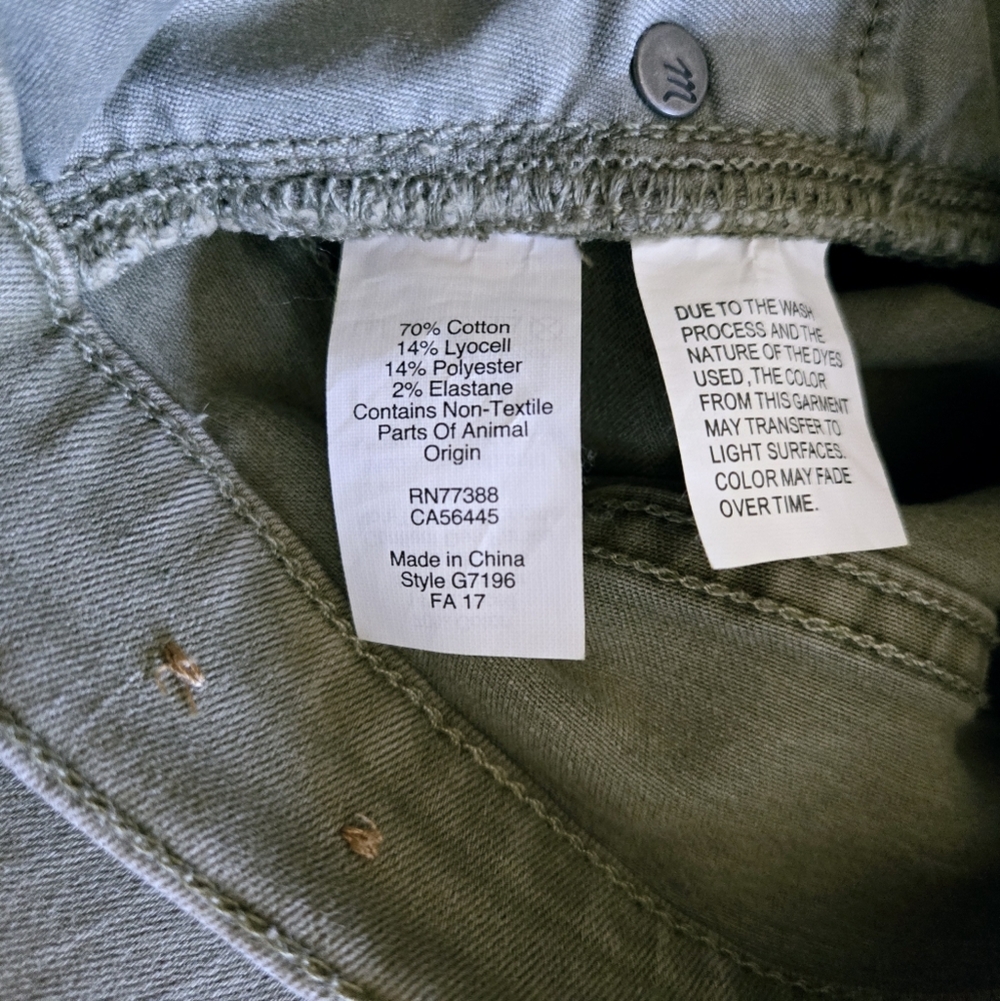 Madewell 9" High Rise Skinny Jeans Women's Olive Green Raw Hem Stretch Size 28 - Picture 12 of 13